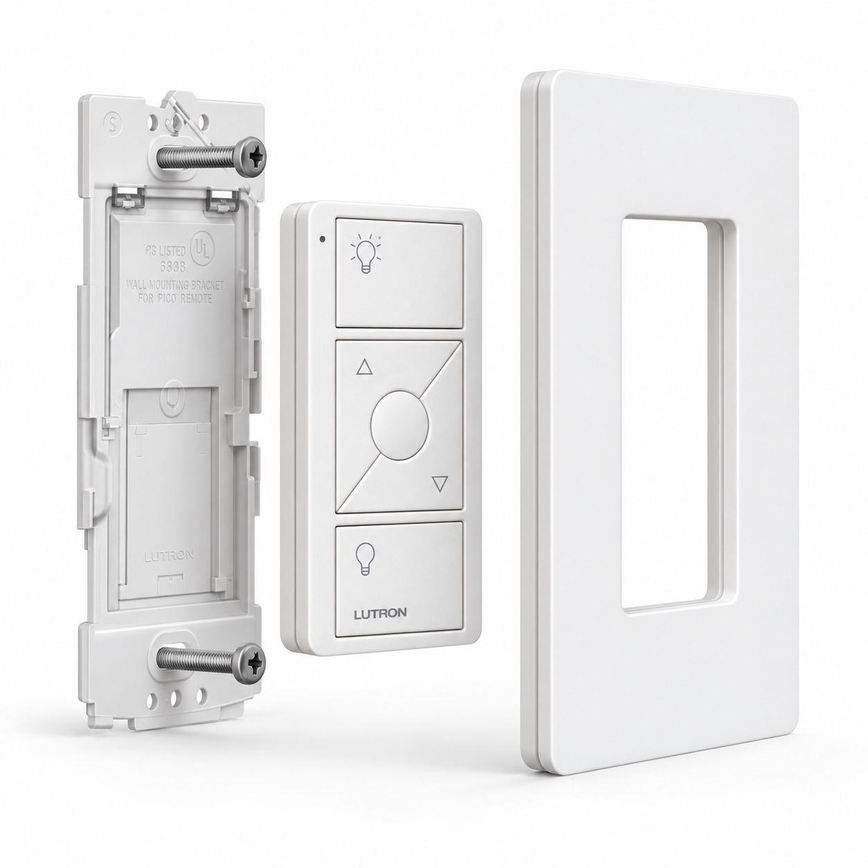 Montaje en pared: soporte, control Pico blanco y placa frontal